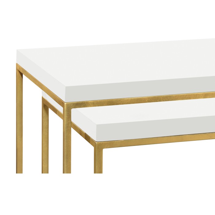 Gilded Iron Nesting Table with Biancaneve Top