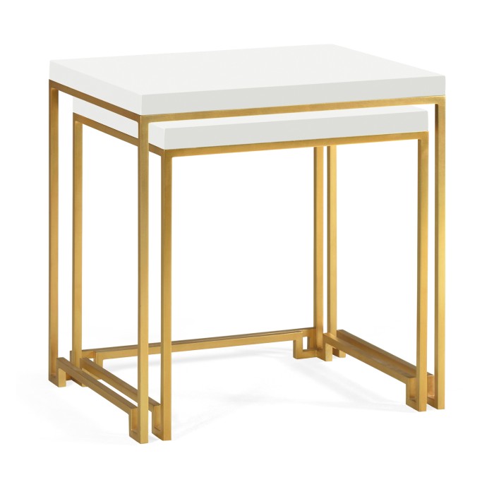 Gilded Iron Nesting Table with Biancaneve Top