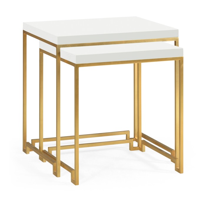 Gilded Iron Nesting Table with Biancaneve Top