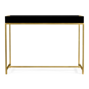 Gilded Iron Tray Table in Smoky Black Top