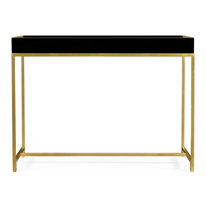 Gilded Iron Tray Table in Smoky Black Top