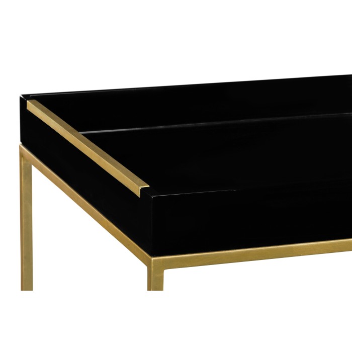 Gilded Iron Tray Table in Smoky Black Top