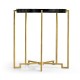Gilded Iron Round Lamp Table with Smoky Black Top