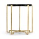 Gilded Iron Round Lamp Table with Smoky Black Top