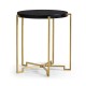 Gilded Iron Round Lamp Table with Smoky Black Top
