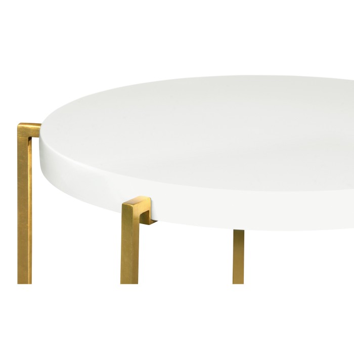 Gilded Iron Round Lamp Table with Biancaneve Top