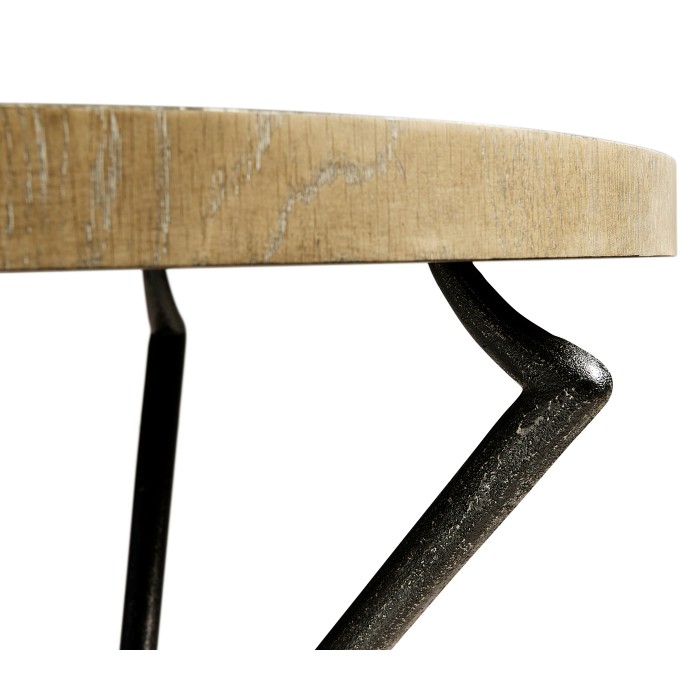 Round Lamp Table with Iron Base