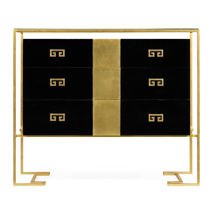 Gilded Iron Chest of Drawers in Smoky Black