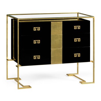 Gilded Iron Chest of Drawers in Smoky Black