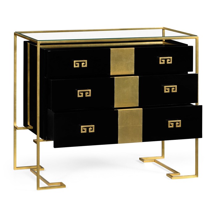Gilded Iron Chest of Drawers in Smoky Black