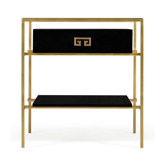Gilded Iron Side Table in Smoky Black
