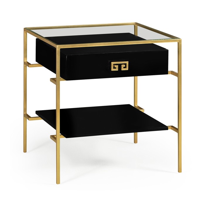 Gilded Iron Side Table in Smoky Black