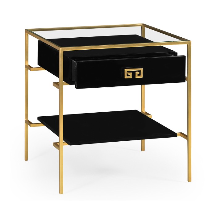 Gilded Iron Side Table in Smoky Black