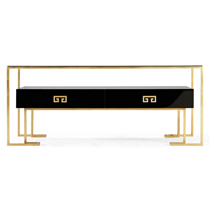Gilded Iron Coffee Table in Smoky Black