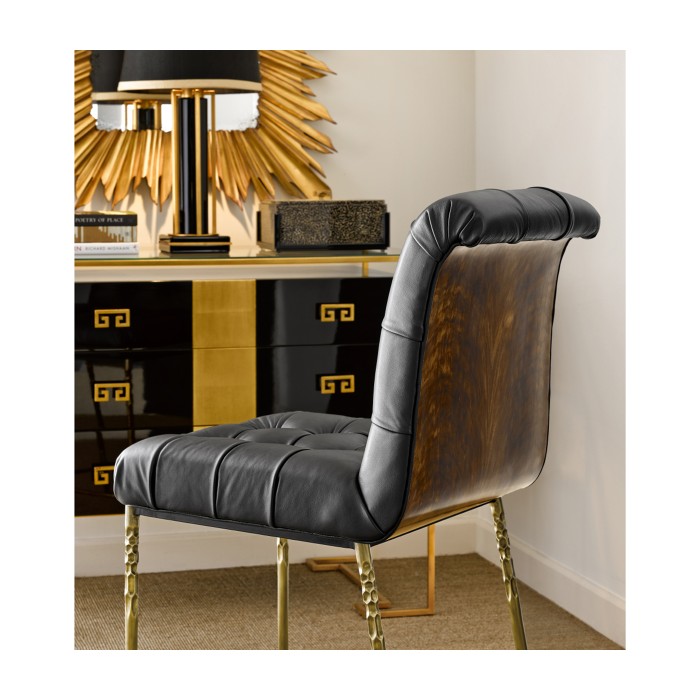 Gilded Iron Table Lamp in Smoky Black