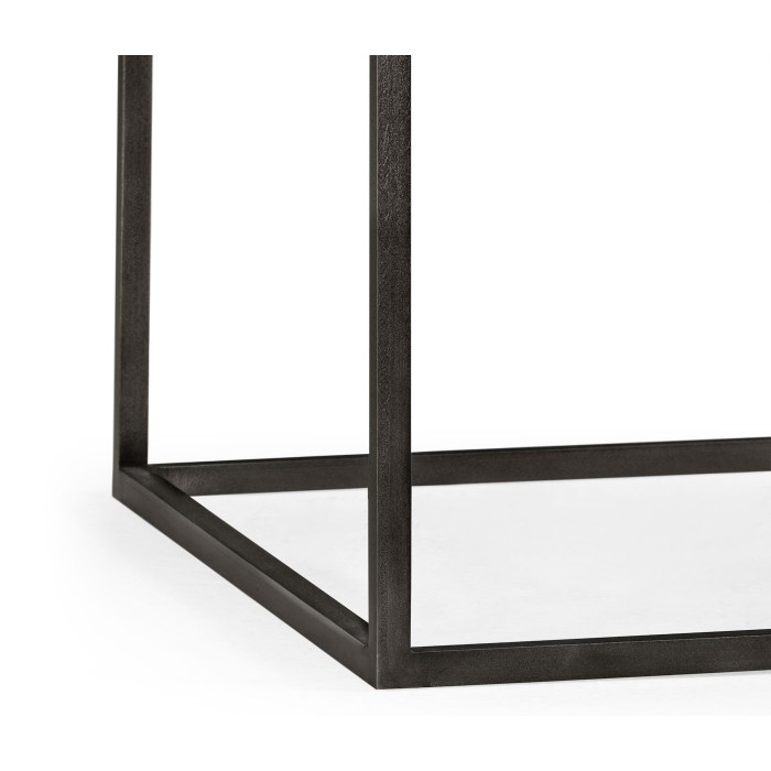Square Iron End Table with a Black Marble Top