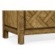 Narrow Light Brown Chestnut & Rattan Four-Tier Étagère