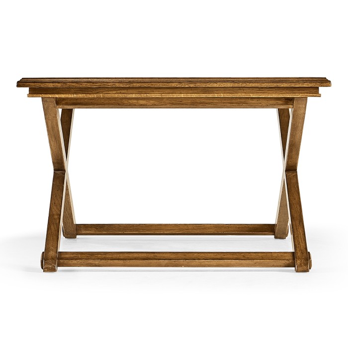 Rectangular Light Brown Chestnut Coffee Table with Large Tray Top