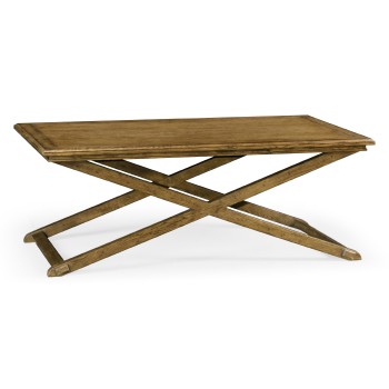 Rectangular Light Brown Chestnut Coffee Table with Large Tray Top