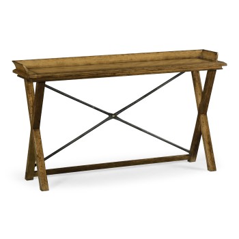 Narrow Rectangular Light Brown Chestnut Console Table
