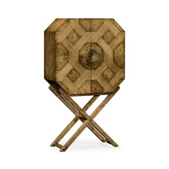 Geometric Light Brown Chestnut Drinks Cabinet