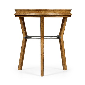 Round Light Brown Chestnut & Rattan Side Table