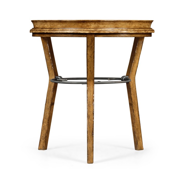 Round Light Brown Chestnut & Rattan Side Table