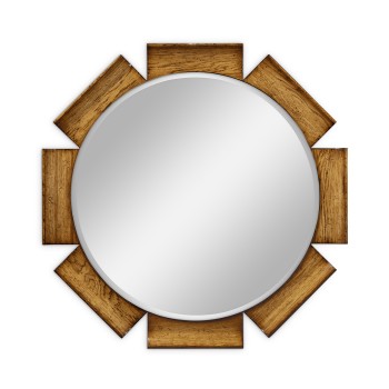 Round Porthole Light Brown Chestnut Mirror