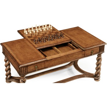 Walnut parquetry coffee games table