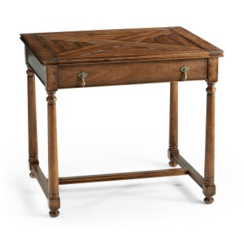 Rectangular parquet side table with drawer