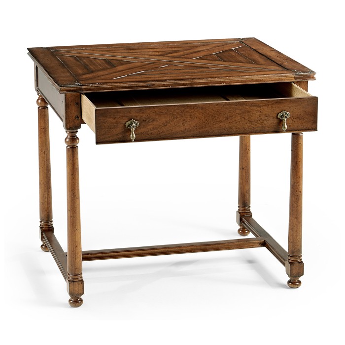 Rectangular parquet side table with drawer