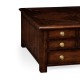 Square parquet coffee table with 14 drawers