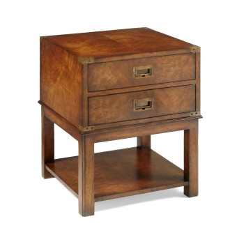 Campaign walnut chest on stand