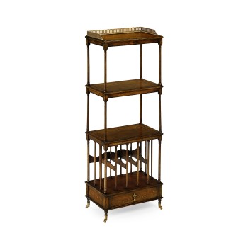 Walnut Three-Tier Étagère with Single Canterbury