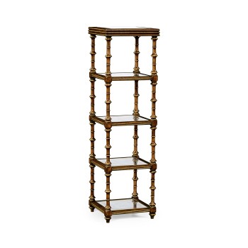 Walnut & Églomisé Five-Tier Étagère