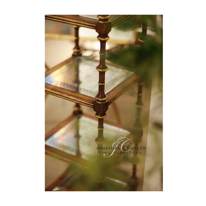Walnut & Églomisé Five-Tier Étagère