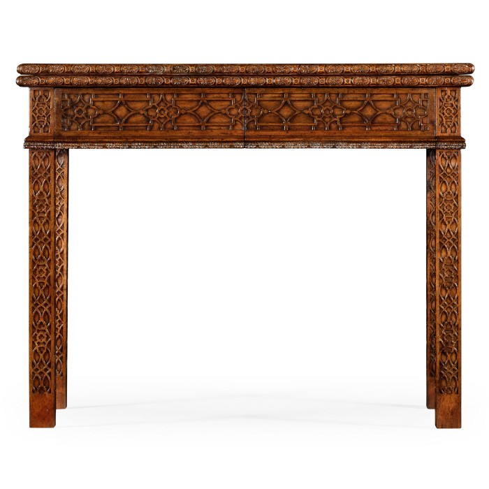 Leather & walnut games table
