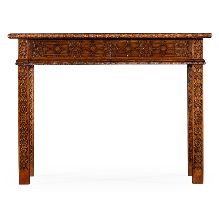 Leather & walnut games table