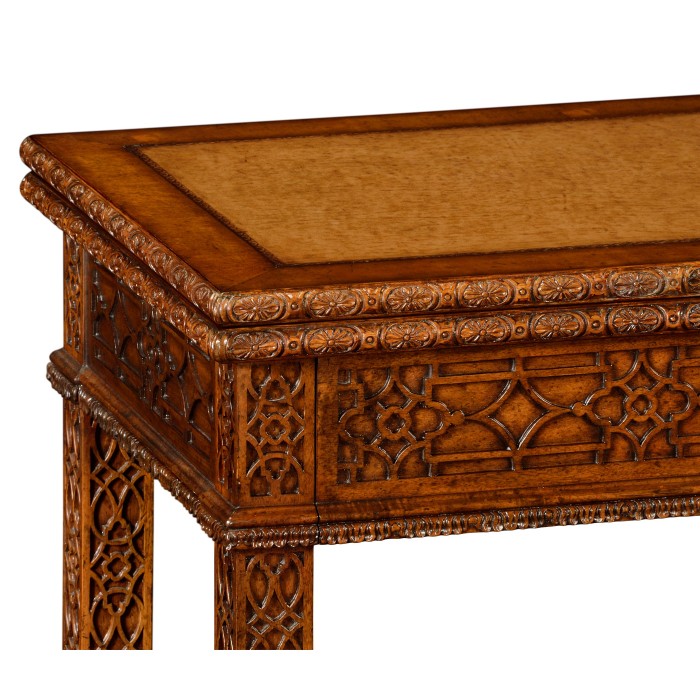 Leather & walnut games table