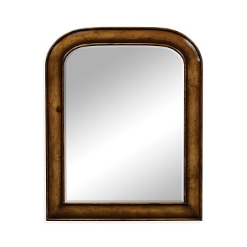 Small walnut mirror with curved top