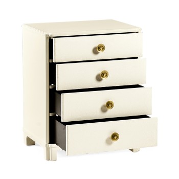 Ivory & Crackle Ceramic Lacquered Chest of Four Drawers
