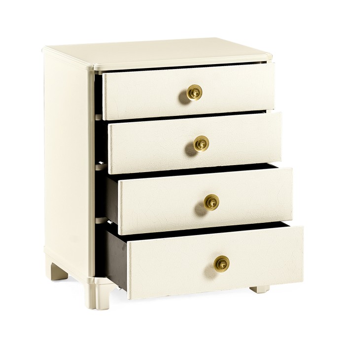 Ivory & Crackle Ceramic Lacquered Chest of Four Drawers