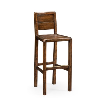 Planked Walnut Distressed Bar Stool