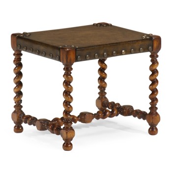 Barley Twist Turned Walnut Footstool