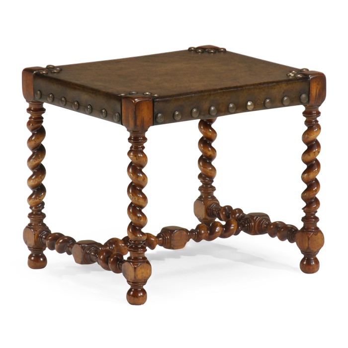 Barley Twist Turned Walnut Footstool