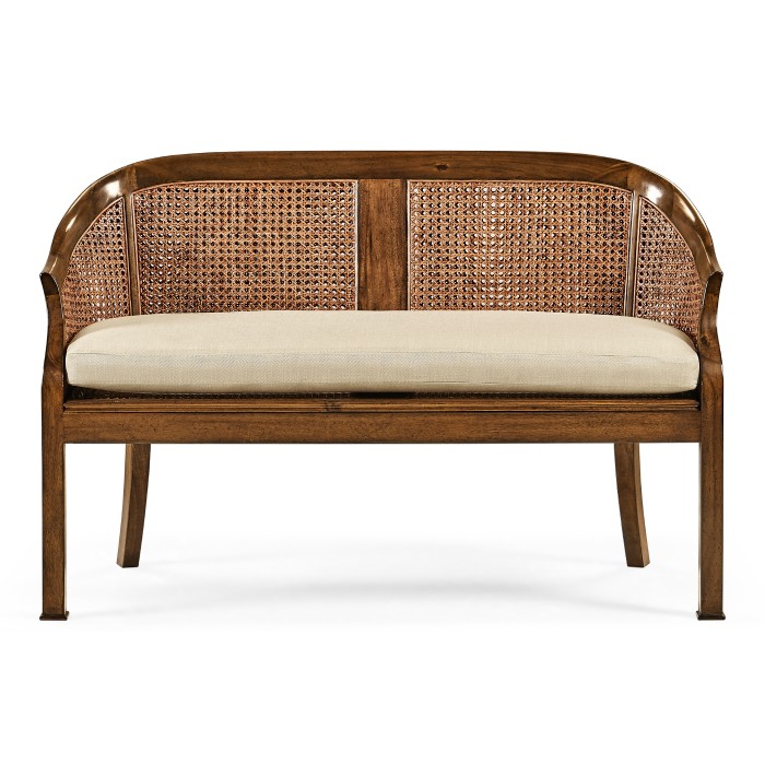 Walnut 2-Seater Salon Settee Cane Back
