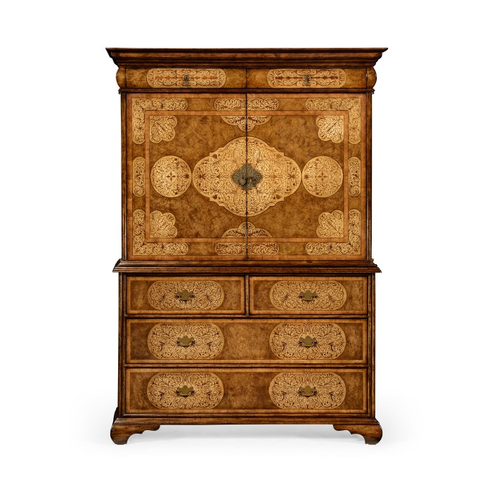 Light Walnut & Seaweed Escritoire Cabinet