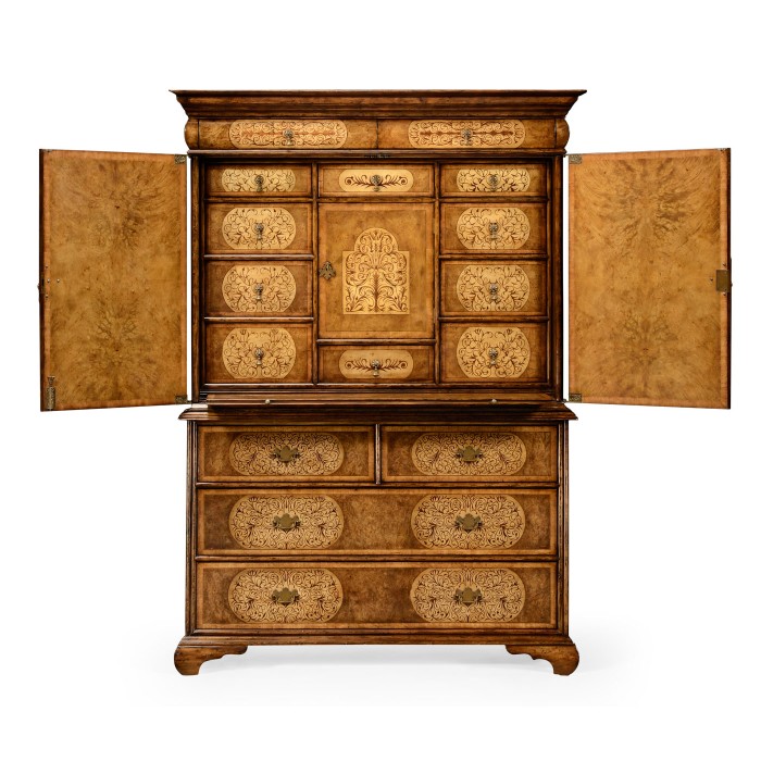 Light Walnut & Seaweed Escritoire Cabinet