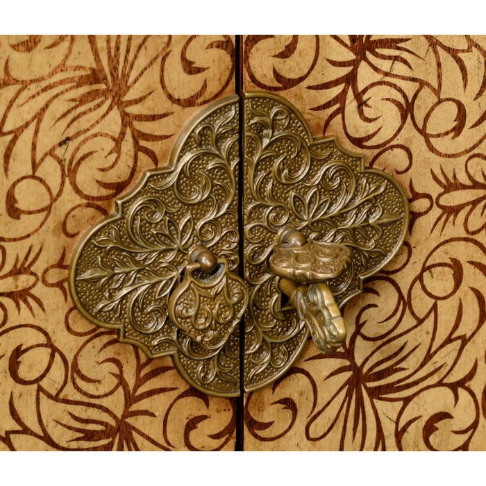 Light Walnut & Seaweed Escritoire Cabinet