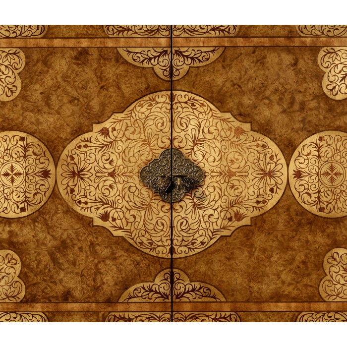 Light Walnut & Seaweed Escritoire Cabinet